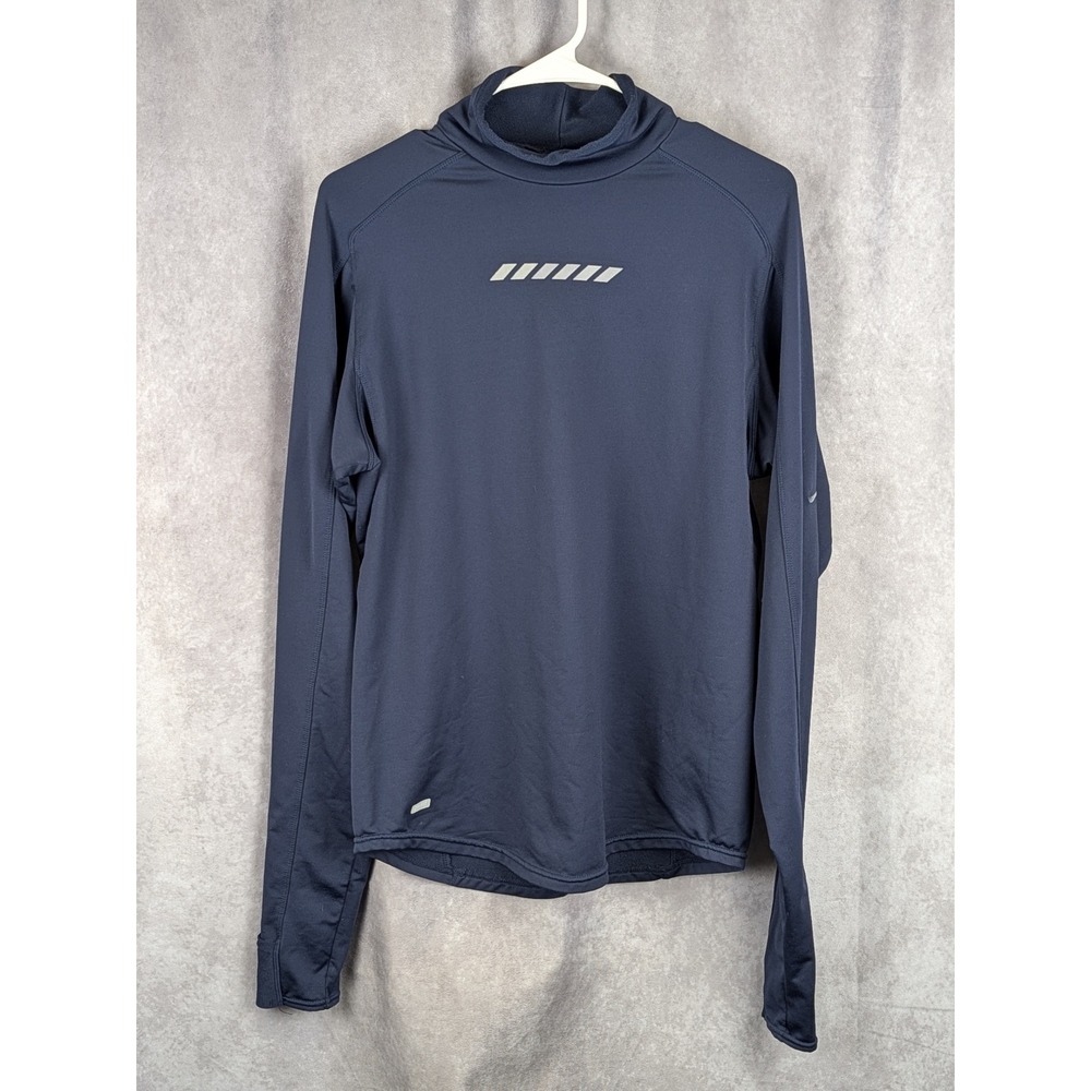 Nike Dri-FIT Mens Navy Blue Mock Neck Running Top Long Sleeve Size M C610
